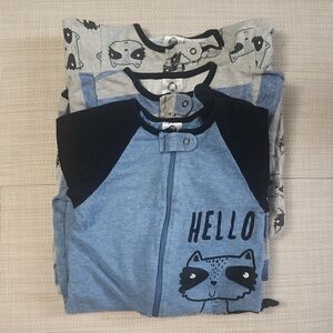 Lot Of Four (4) Blue and Gray Onesies with Animal Print, Gerber And Carter's